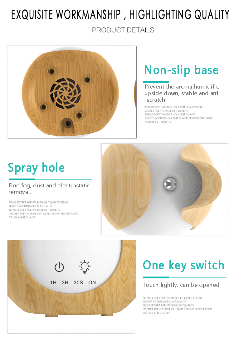 HOMEFISH Household 200ml Ultrasonic Wood Grain Aroma Diffuser For Office