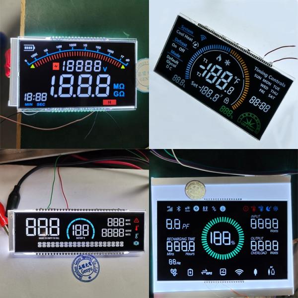 Custom LCD Display Module 8 Digit 7 Segment Display with Black Background LCD Size TN VA Black Monochrome LCD Screen