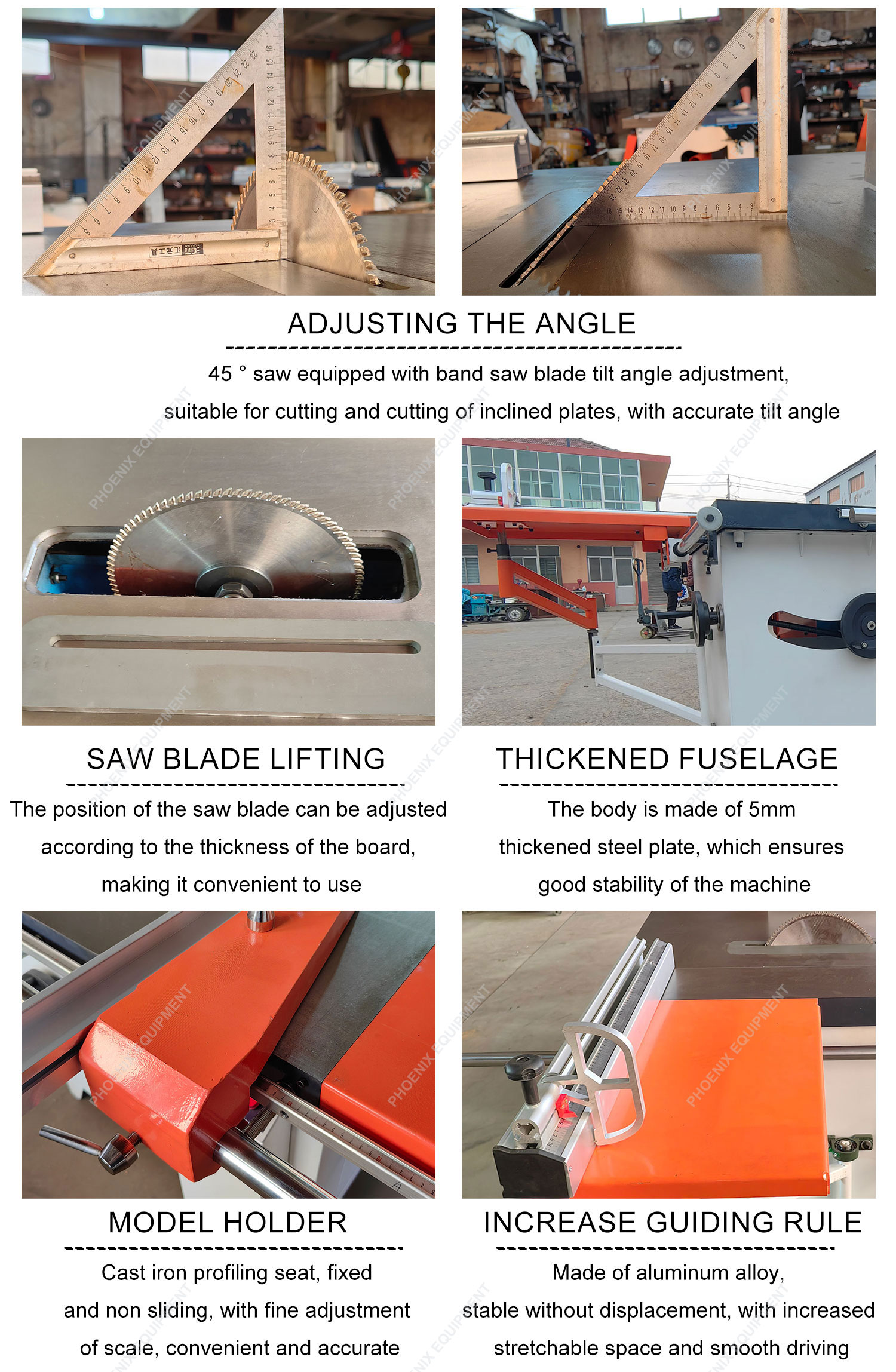 Sliding Table Swing Angle Circular Saw for 45 Degree Inclined Cutting 850*2800*1500mm