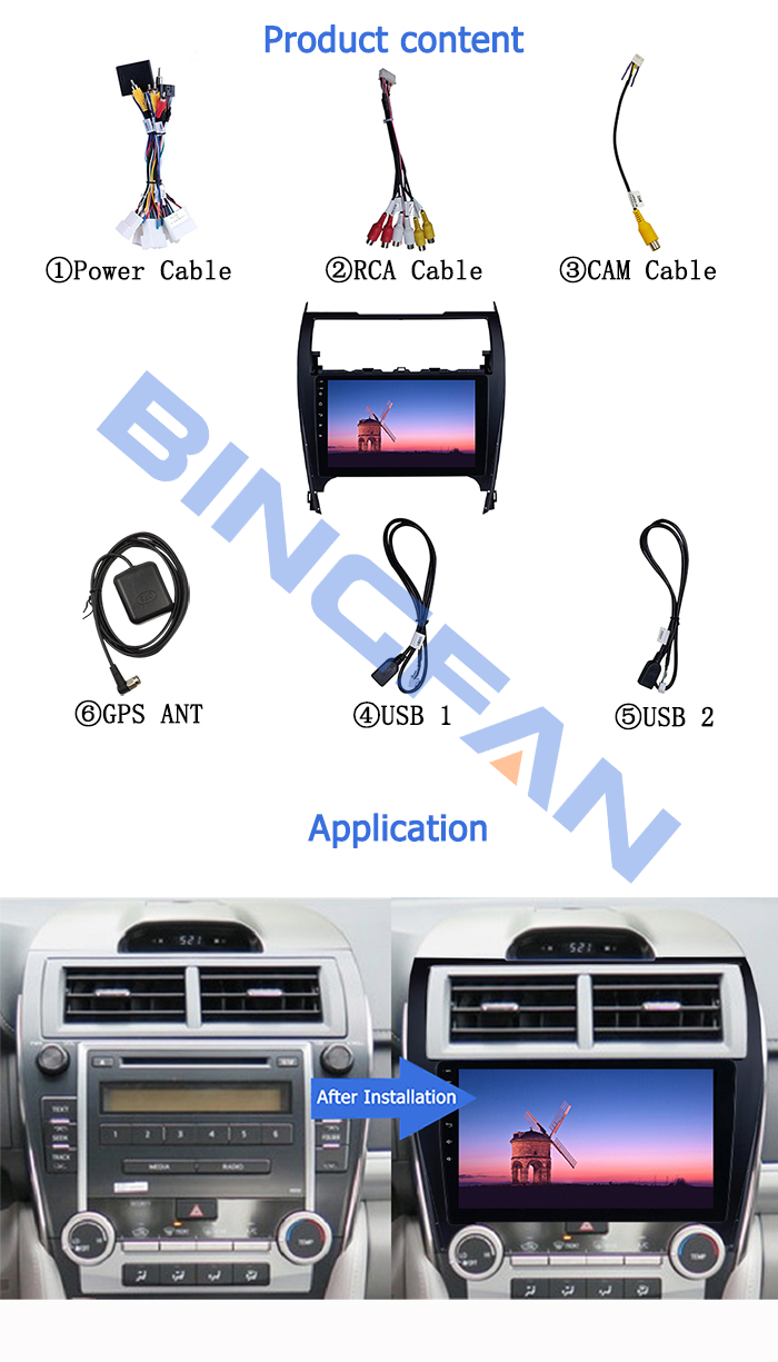 Bingfan 2022 Vertical Screen 10 Inch Android Car Radio GPS Navigation Car DVD Player For Toyota Camry 2012