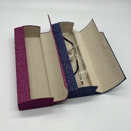 Lycra Cuboid Purple Foldable Sunglasses Case Fasionable Customized Logo