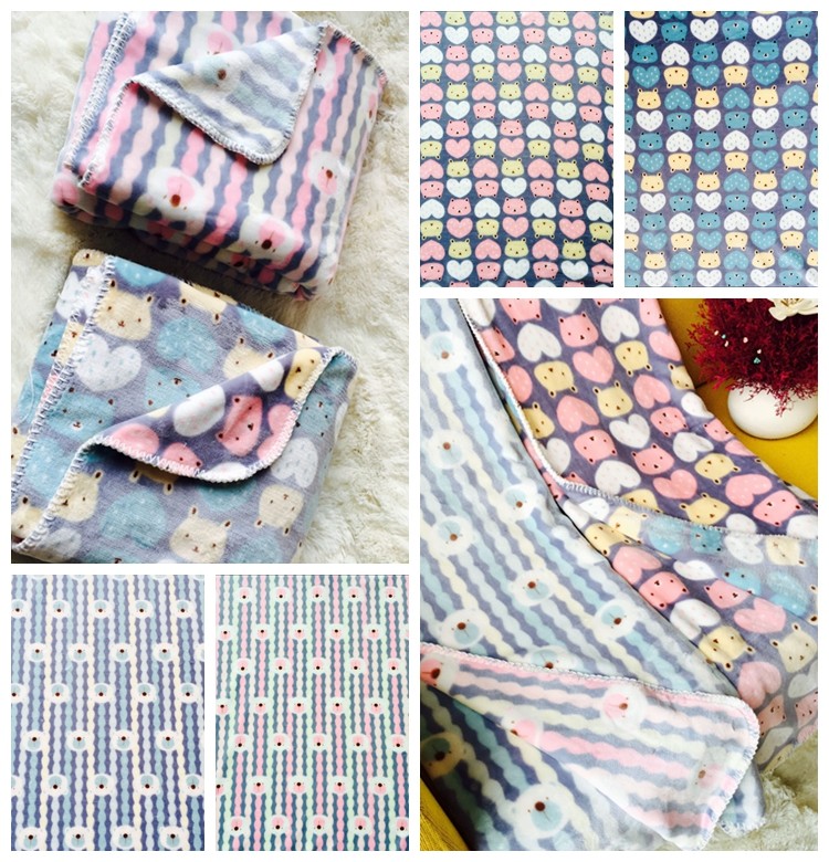2018 All Season Coloful Flannel Baby Blanket 100*120cm 100% Polyester 150D 288F