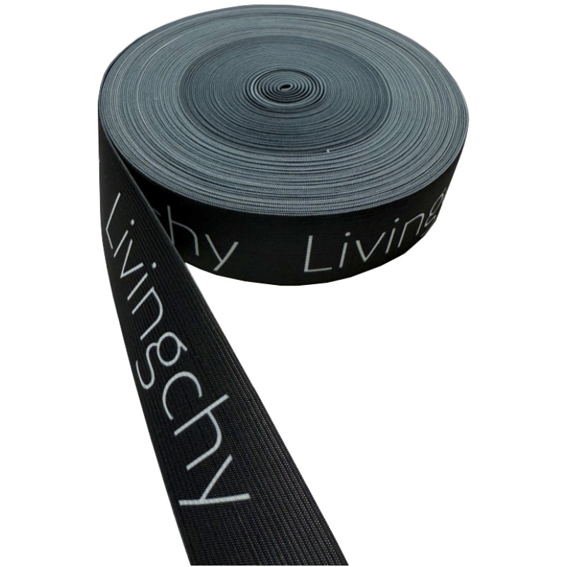Printed Elastic Polyester Knitted Webbing With Custom Logo For Garment
