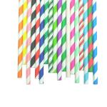 Rainbow Striped Kraft Paper Packaging Straws Length 197mm Eco Friendly