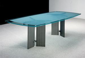 China Safety Blue Desk Cover Glass , Tempered Glass For Coffee Table Top wholesale