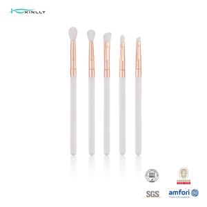 China 5pcs Plastic Makeup Brushes White Plastic Handle Vegan Fiber Eye Makeup Brush Set wholesale