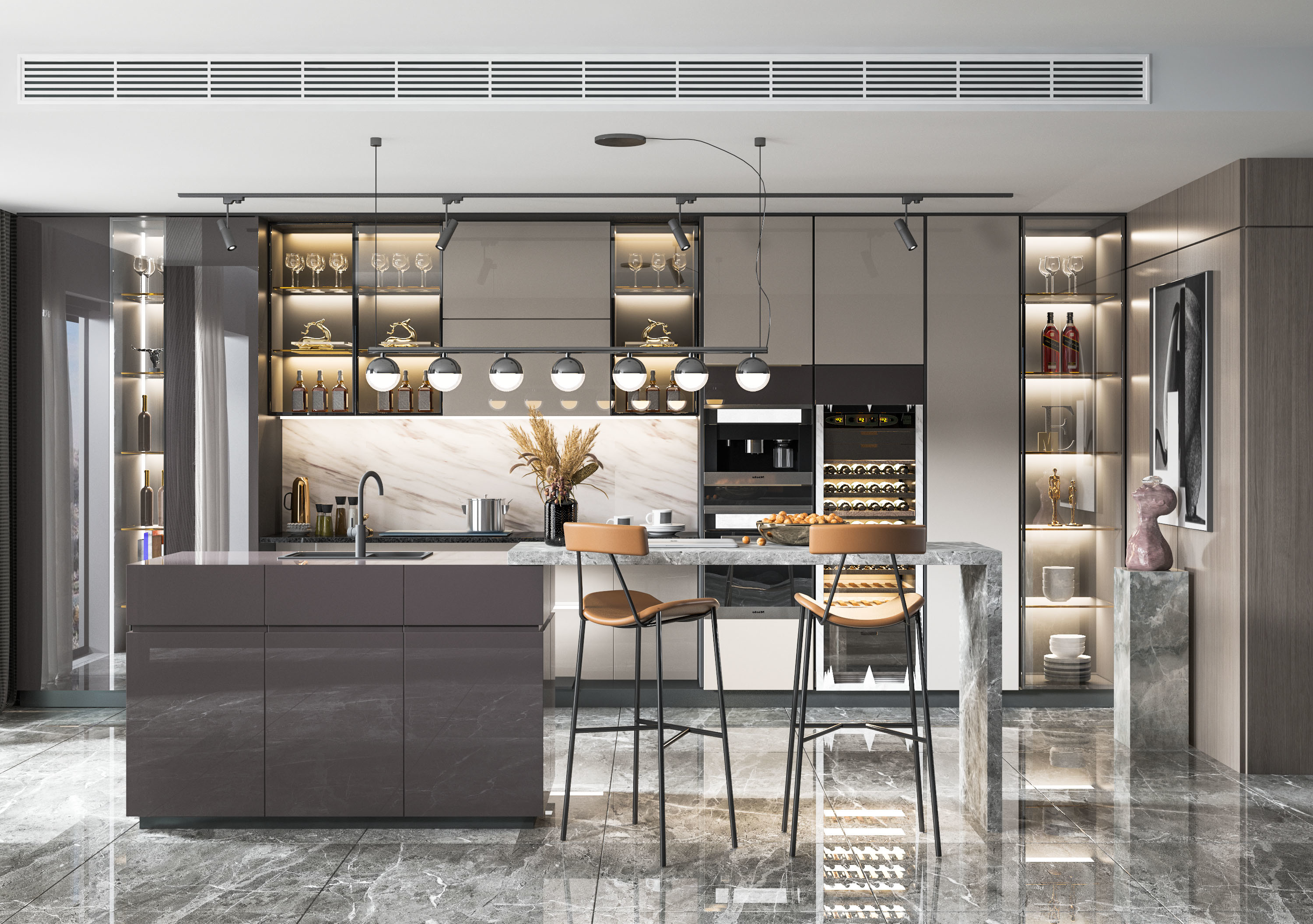 Australia 2PAC Finish Shaker Style Fitted Kitchen Cabinet For Villa , Townhouse