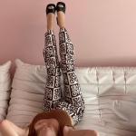 LOVE Printed Ladies Casual Pants Straight Leg With Slits