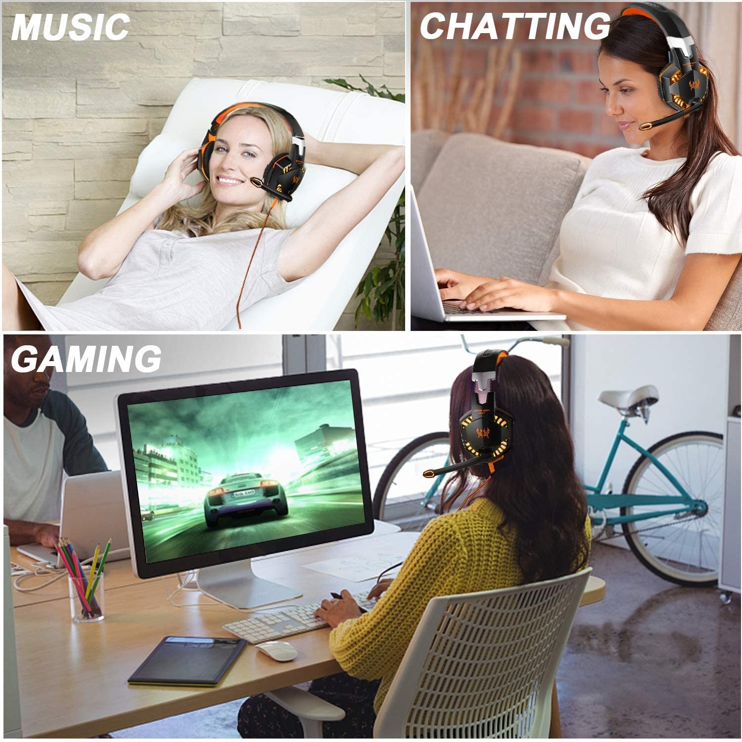 Computer DC5V 2.2kohm G2000 Stereo Gaming Headphone