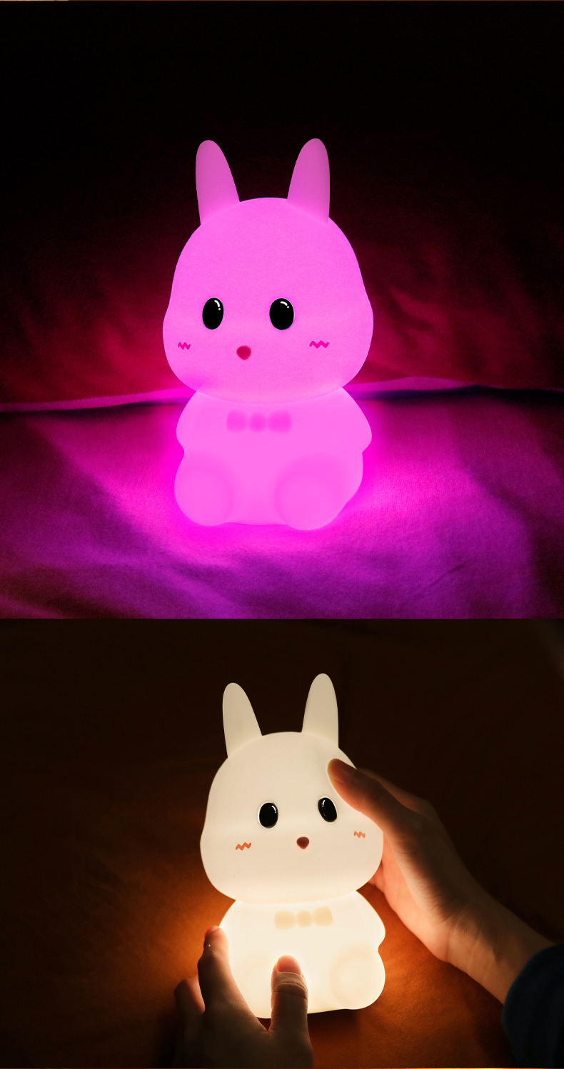 Baby Night Lamp with LED Light Source Bunny Rabbit Shaped Smart Touch Night Light