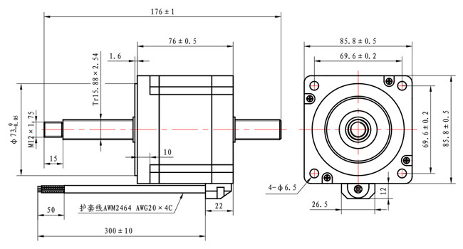 Customization NEMA 34 NonCaptive Hybrid Linear Stepper Motor 76mm Body Waterproof