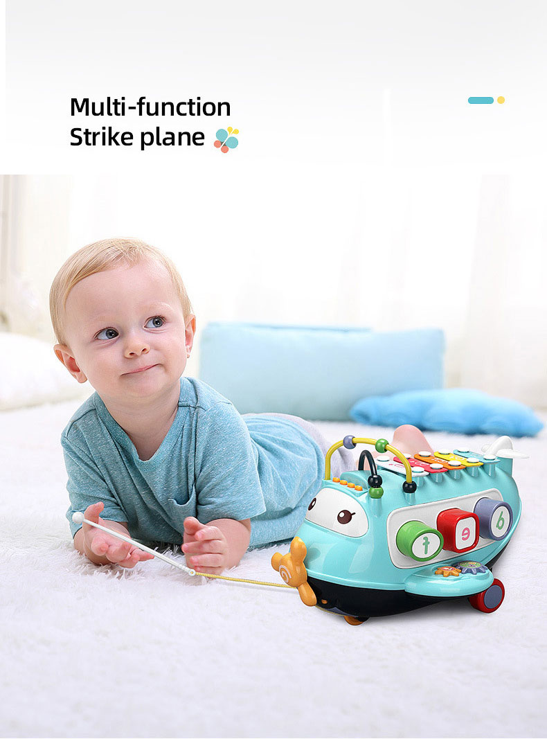 Children's Puzzle Toy Kids Learning Toddler Pull Toy with Piano and Airplane Melodies