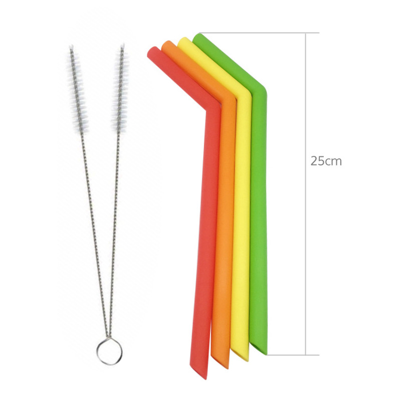 Foldable Degradable Reusable Straws Bpa Free Smoothie Straws With Cleaning Brush