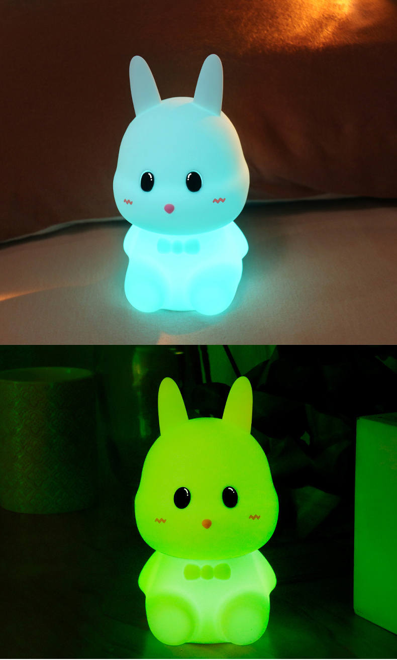 Baby Night Lamp with LED Light Source Bunny Rabbit Shaped Smart Touch Night Light