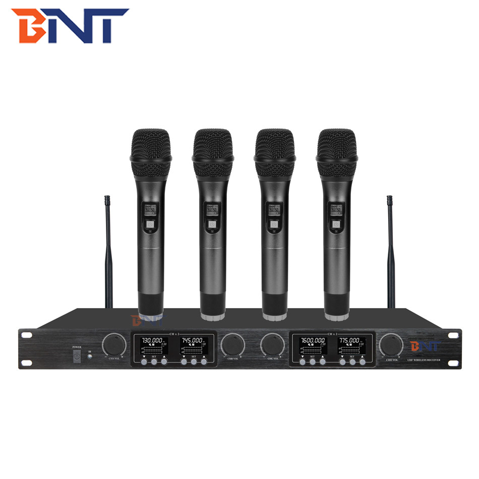 UHF 4 Channels Wireless Conference Microphone With 8 Handhelds / Headsets