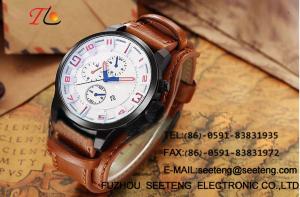 China Mature casual business style for men wrist watch with PU leather strap wholesale