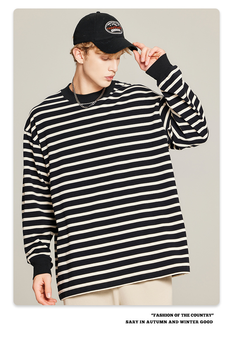 Women'S Over Oversized Crewneck Sweatshirt Loose Basic Striped Tshirt 100% Cotton Men