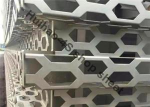 China Perforated Metal Screen Facade 26mm X 61mm Hexagonal Hole For 4S Shop Decoration wholesale
