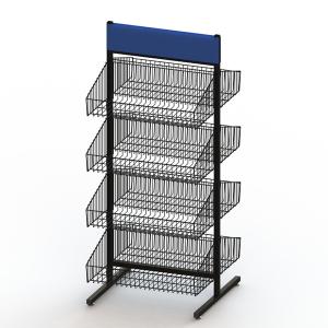 China 5 Tiers 2 Sides Floor Standing KD Metal Wire Basket Rack wholesale