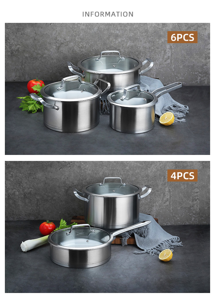 Best Selling Silver Kitchen Sauce Pot Soup Pot Fry Pan Cooking Pot Set With Stainless Steel Handle