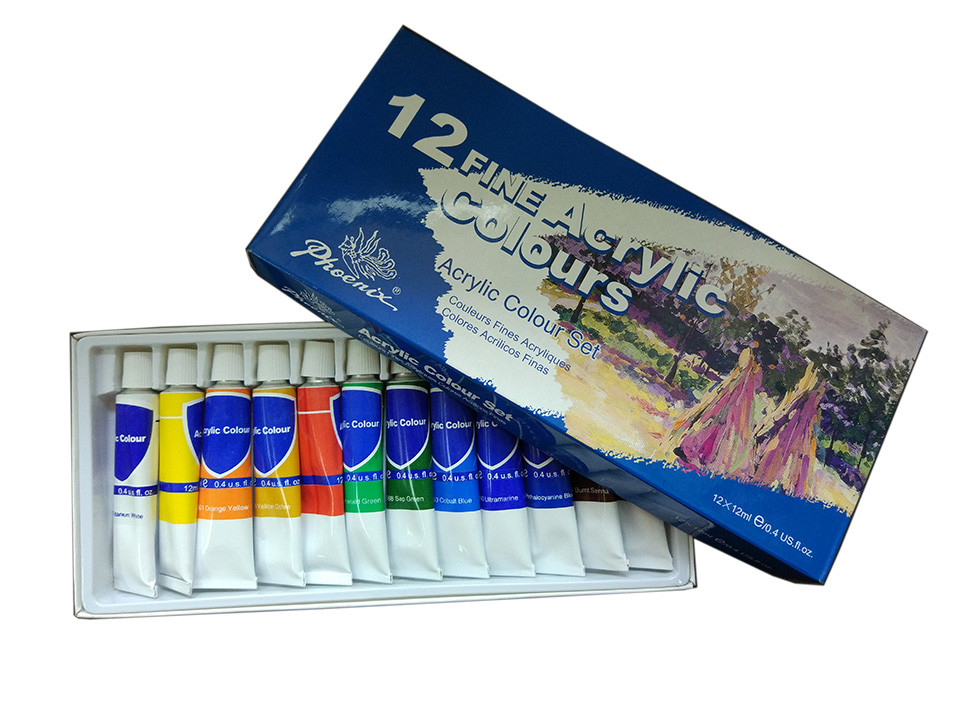 Light - Fastness Acrylic Colour Set Art Painting Colours 12 X 12ml Tubes