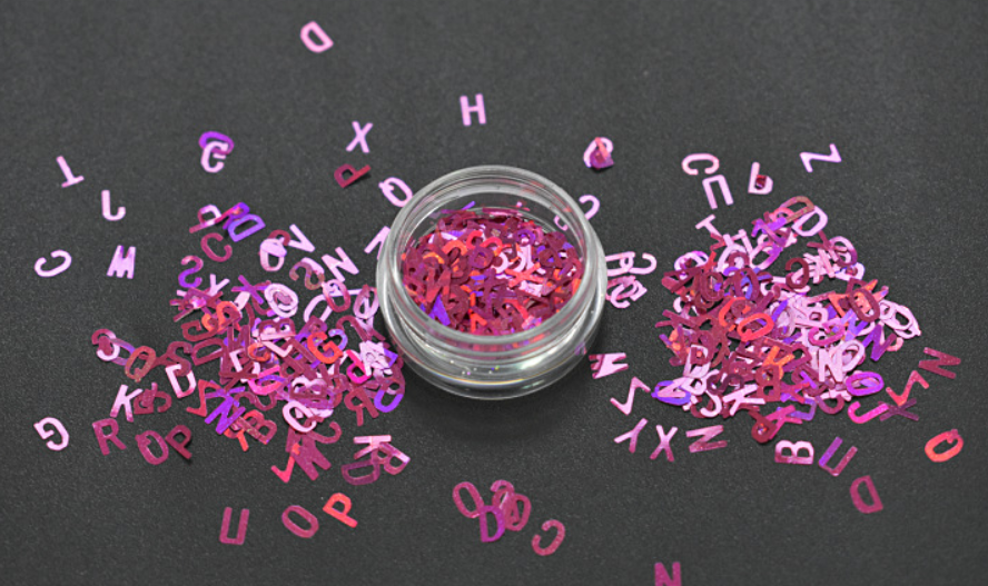 Excellent Nail Art Effect Poly Holographic Chunky Glitter Letter Shape Glitter Mix for Crafts within 365 Colors