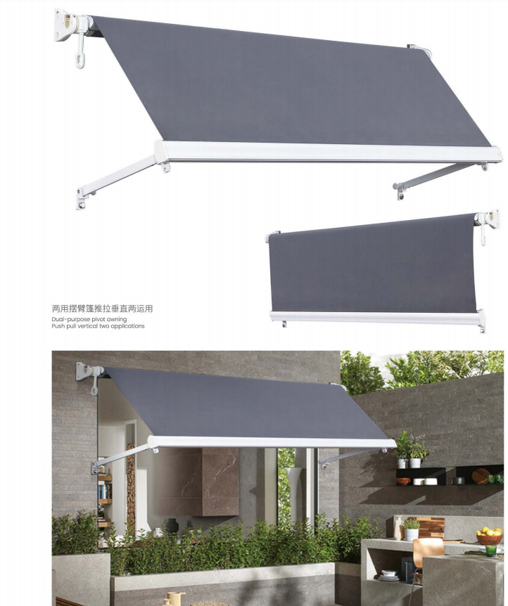Outdoor Vertical Drop Arm Retractable Awning For Window Sunshade Heavy Duty Drop Arm Retractable Awnings