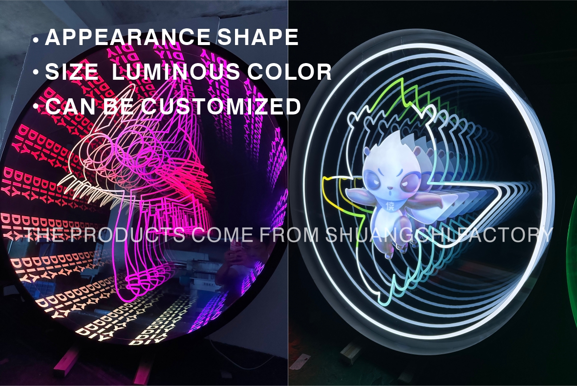 Indoor Outdoor Source Signage Abyssal 3D Mirror Neon Mirror with Custom Thickness