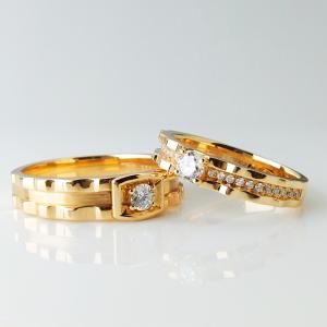 China Creative Wedding Party 10g Engagement Rings Couple Set Gold wholesale
