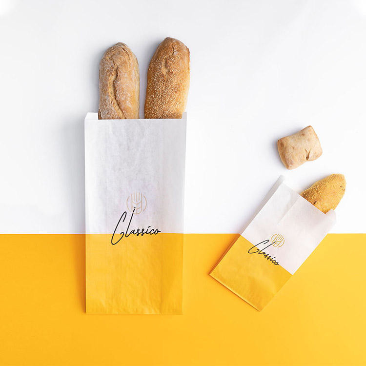 Custom Logo Printed Paper Bread Bag Brown Kraft Greaseproof