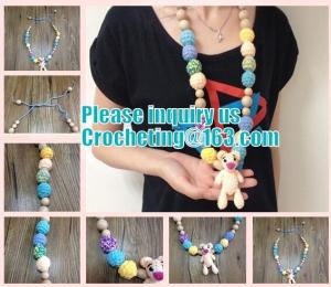China baby name pacifier holder, wood bead pacifier clip , baby shower gift, dummy holder , amigurumi hare wholesale