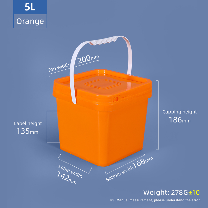 White Food Storage Food Grade 5L Rectangular Square Plastic Pail With Lid Handle