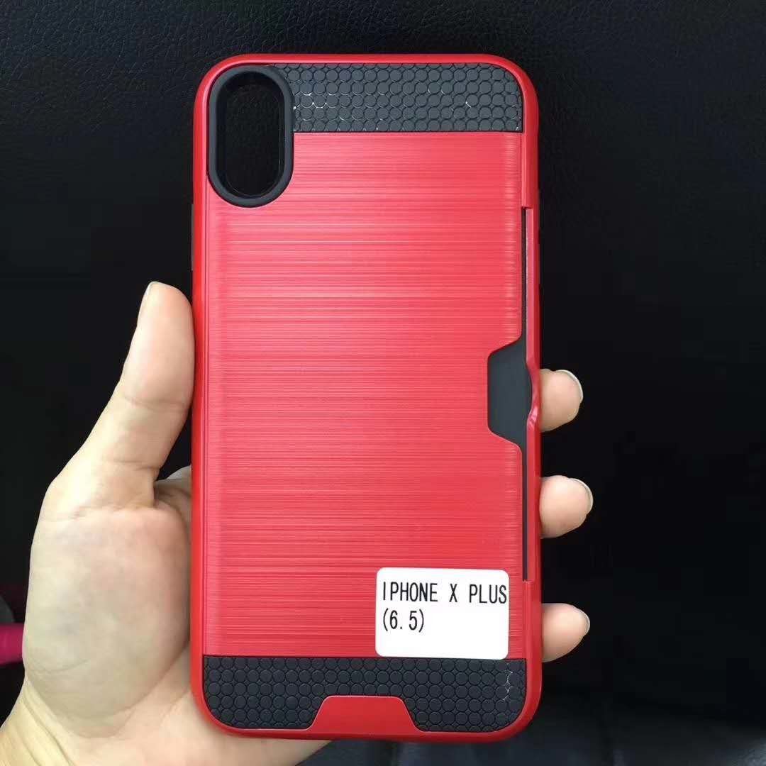 Colorful Metal Brushed with Side Card Pocket Function Protective Shell For Samsung S9 Plus NOTE8 ON7 S7 S7 Edge J7 J5