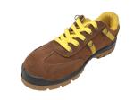 Stitched Logo Lace Up Work Shoes , Mens Brown Casual Shoes Slip Resistance