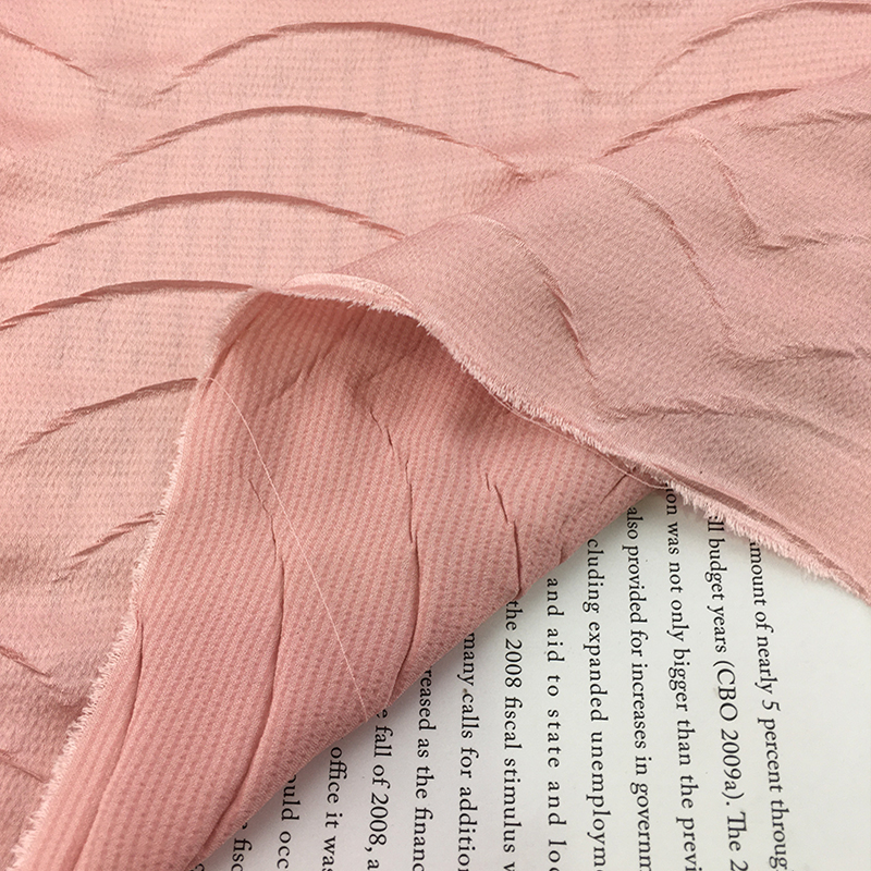 100% polyester pleated material creasing crinkle jacquard satin wrinkled textile fabrics crepe fabric