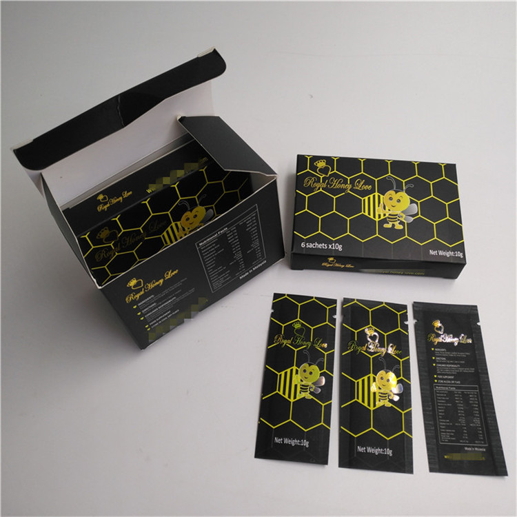 Logo Custom Hologram Laser Bag Malaysia Vip Royal Honey Sachet Royal King Honey Paper Box