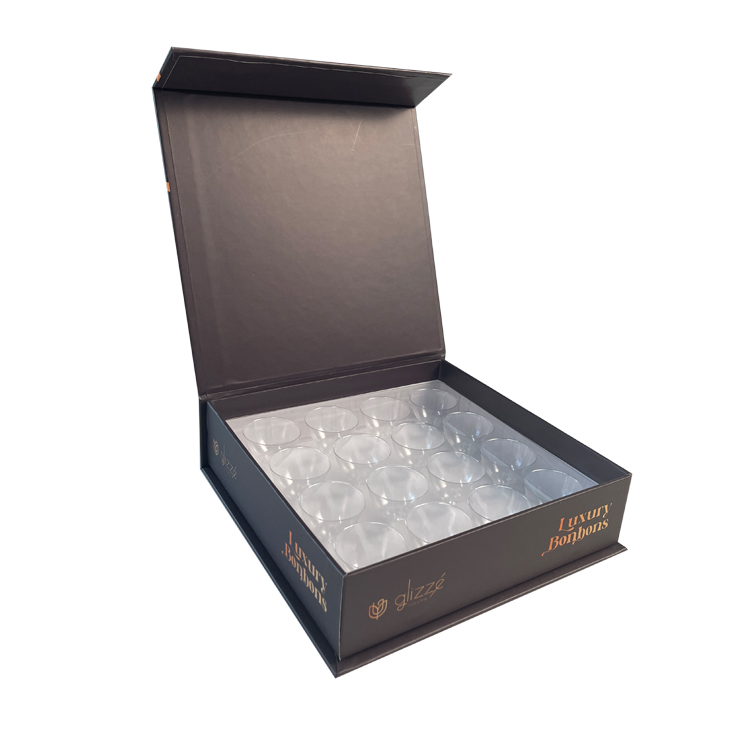 Custom Stamped Logo Foil Small Hot Chocolate Bon Bon Packaging Gift Boxes for Safe