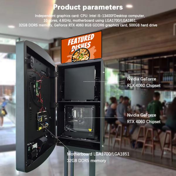 32 Inch Nvidia Gefore RTX 4060 Chipset QSR Double Side Self Service Payment Kiosk With Led Box
