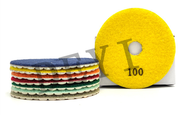 Flexible 5 Inch 3 Step Diamond Resin Dry Polishing Pads 125mm