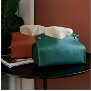 China Fancy Real Leather Debossed Car Tissue Box BPA Free wholesale