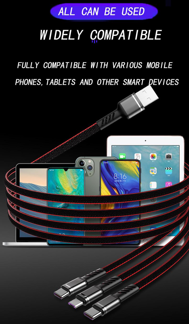 Nylon Braided 1.3m USB 2.0 Charging Cable 5A Fast Charging For IPhone