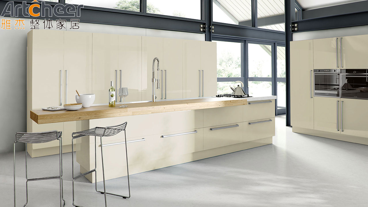 Full Bullnose Countertop Edging Kitchen Cabinet Set with Built-In Pull Out Waste Bin