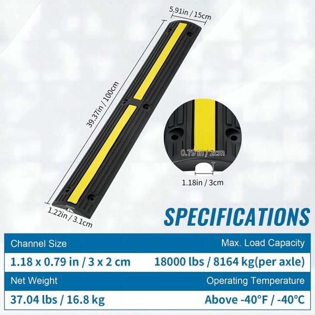 38in 6600Lbs Rubber Speed Hump 4 Pack Of 1 Channel Rubber Road Hump 3ton