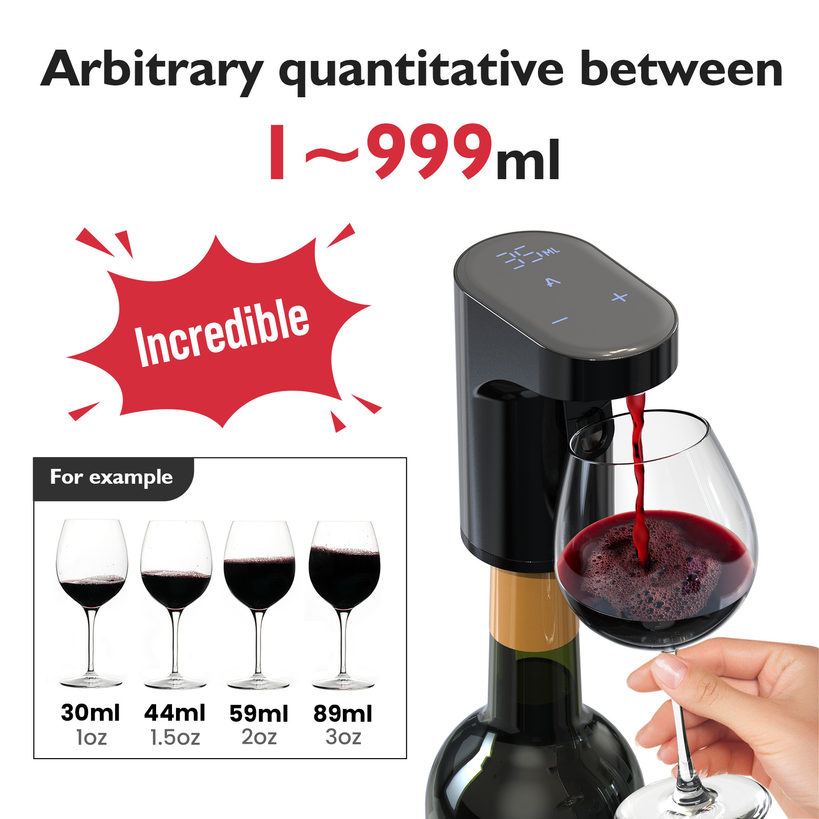 Smart Wine Dispenser ABS Food Grade Silicone PP Material 1200mah Battery Capacity