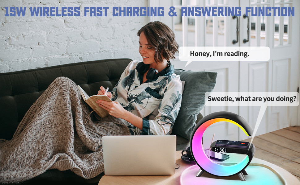 With LED With Clock With Speaker With Bluetooth Wireless Charger Fast 15W