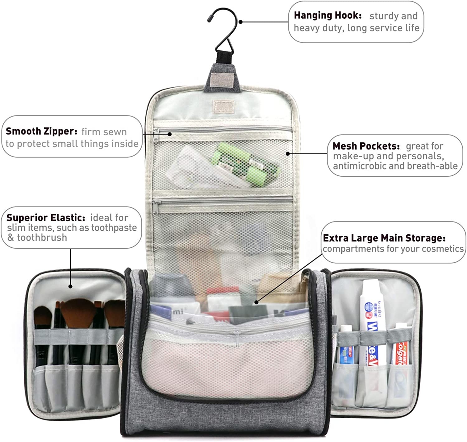 Durable Waterpoof Extra Large Capacity Hanging Toiletry Bag For Men Women