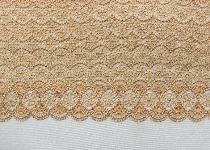 19 CM Champagne Wide Heavy Guipure Lace Trim With Scallop Edging / African Cord Lace