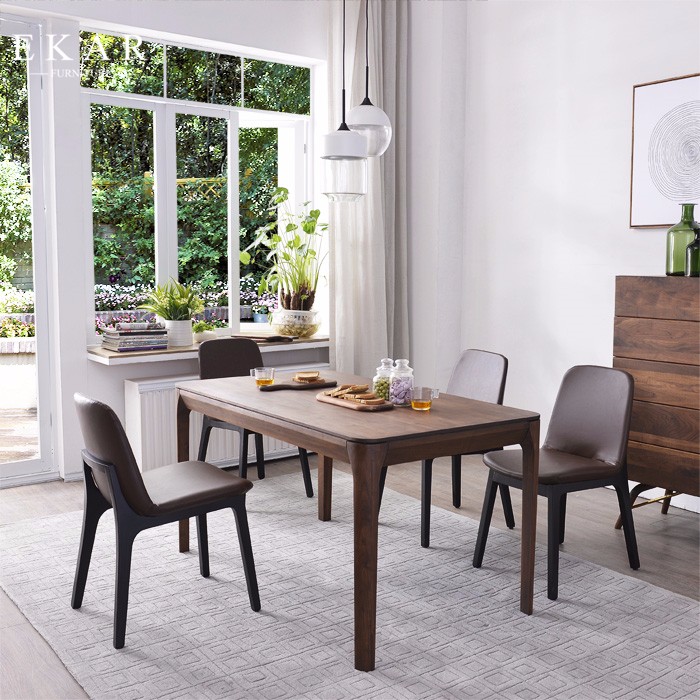 European Simple Furniture 6 Chairs Set Rectangular Dining Table Solid Wood