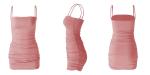 Spaghetti Straps Club Stretch 66cm Sleeveless Pleated Bodycon Dress