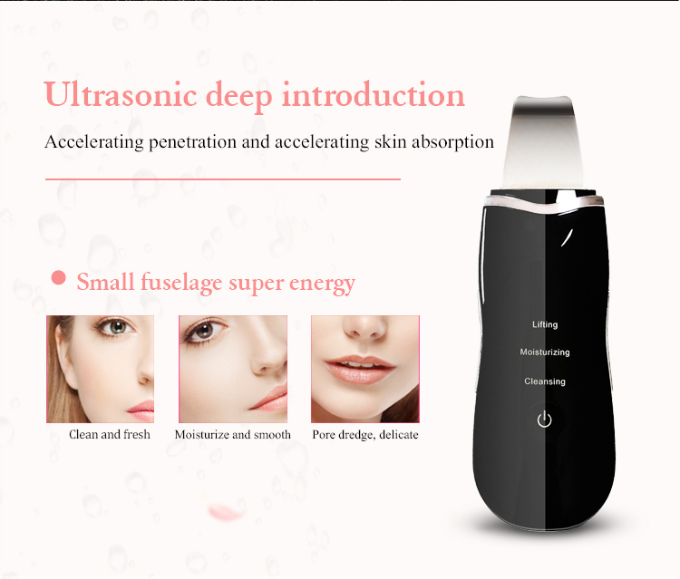 Black Multifunction Beauty Device Skin Scrubber ABS And Stainless Steel Material